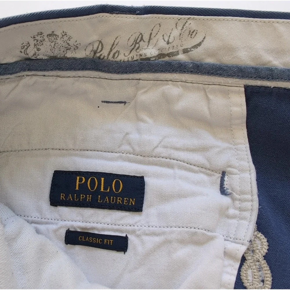 Polo Ralph Lauren Bedford Chino Shorts Mens 36 Classic Fit Navy Embroidered Rope